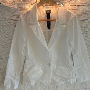 Lucky Brand White Single-Button Notched Lapel Blazer